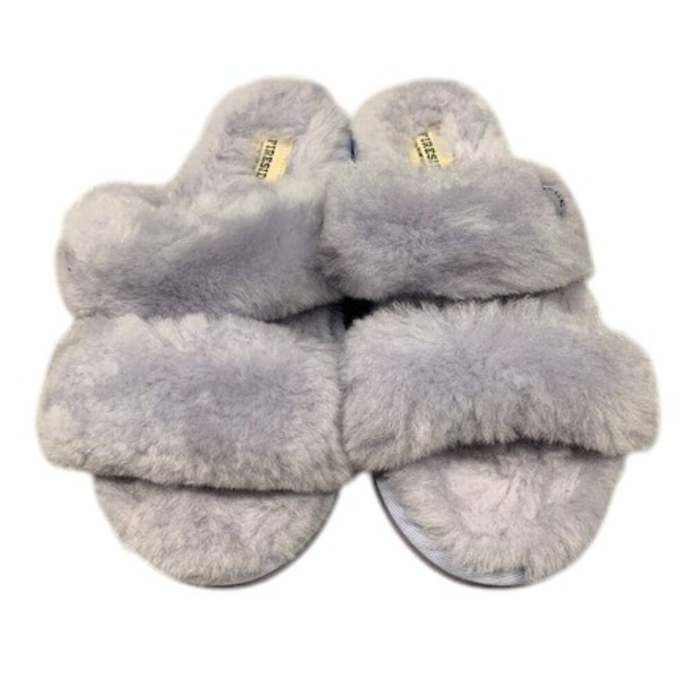 Fireside by Dearfoams Slippers Womens Size 8 Lavender Faux Fur Criss Cross Slide